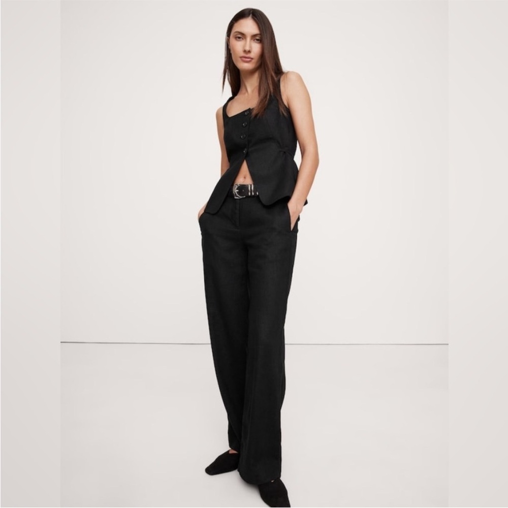 Brand New! Banana Republic Black The Everyday Wide Leg Linen Pant (#713516)